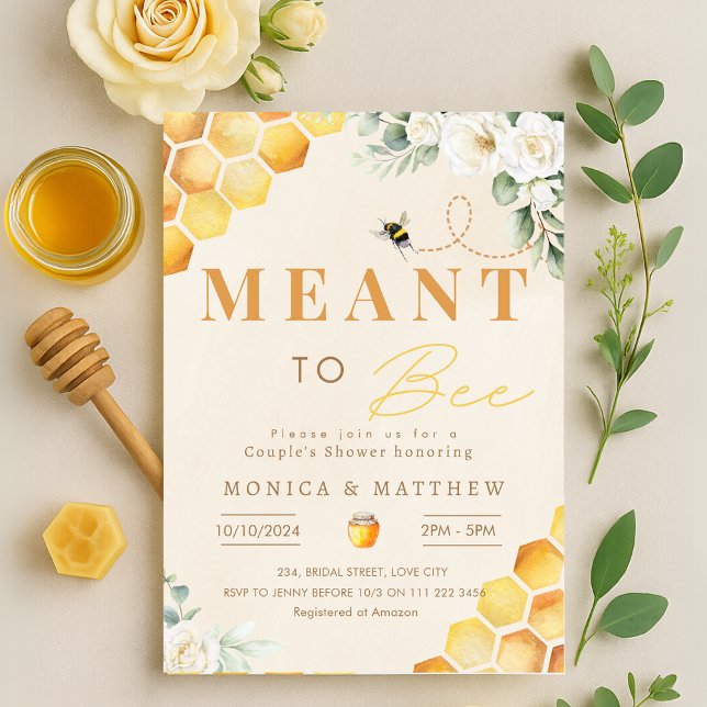 Bee Meant to Bee Par Shower Coed Möhippa Inbjudningar (Bee Meant to Bee Couples Shower Coed Bridal Invitation)