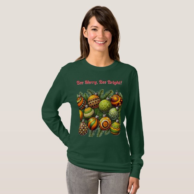 Bee Merry, Bee Bright! | X-mass Ornament T-Shirt  (Hel framsida)