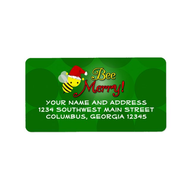 Bee Merry, Cute Bumblebee Helgdag Adressetikett (Framsidan)