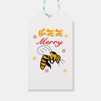 Bee Merry Cute Funny jul Snö Flake Costume Presentetikett