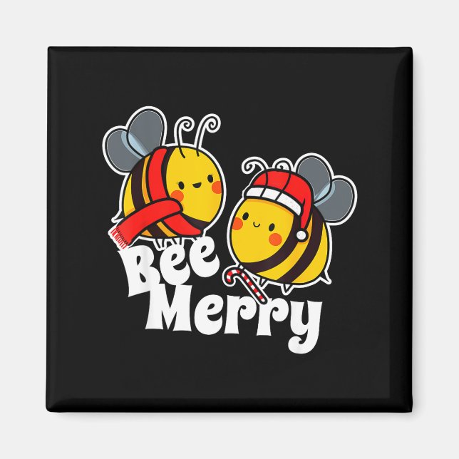 Bee Merry _ Cute Honey Bees Santa Claus _ Christma Magnet (Framsidan)