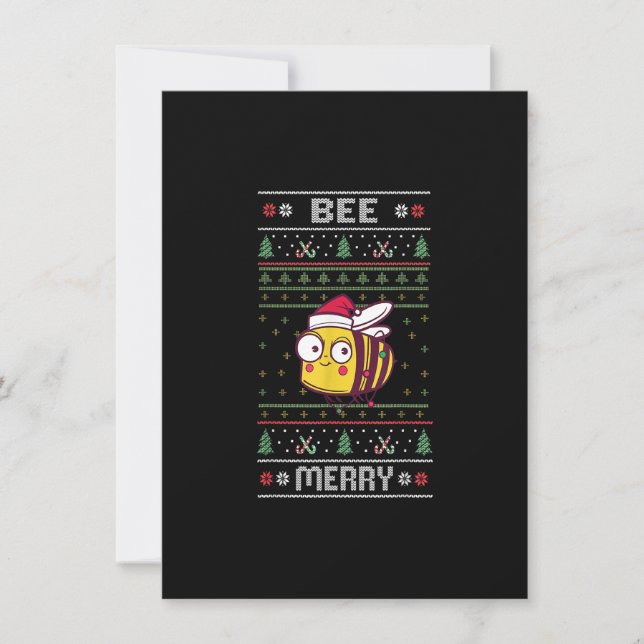 Bee Merry - Funny Bee Ugly jul Inbjudningar (Framsida)