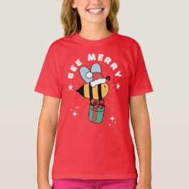 BEE MERRY FUNNY SANTA CHRISTMAS HELPER T SHIRT
