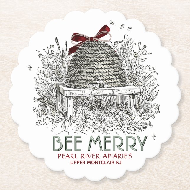 Bee Merry Helgdag Underlägg med Skep och Red Bow (Framsida)
