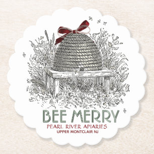 Bee Merry Helgdag Underlägg med Skep och Red Bow Papper