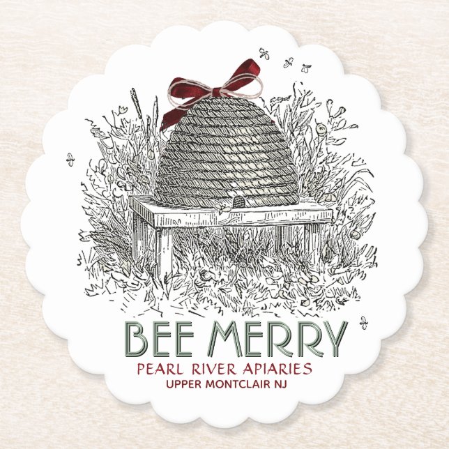 Bee Merry Helgdag Underlägg med Skep och Red Bow Papper (Framsida)