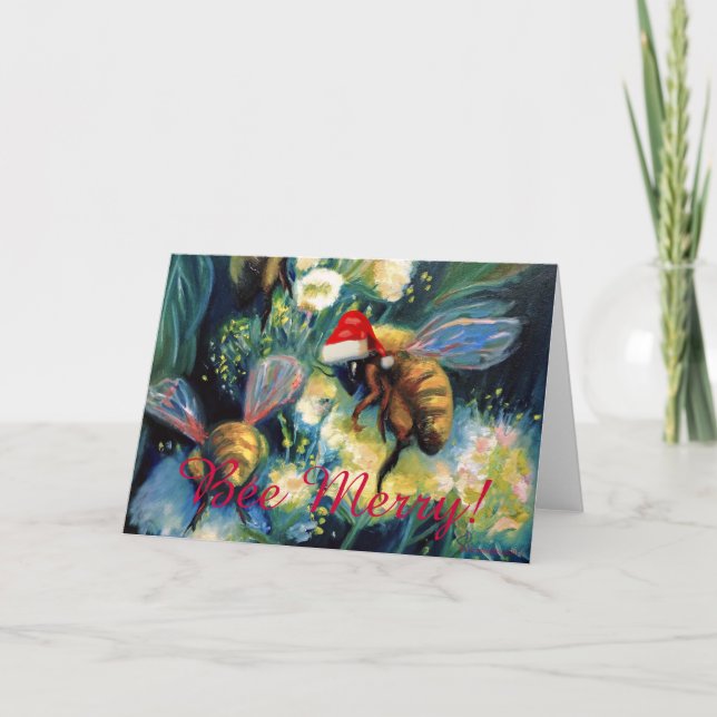 Bee Merry! (Honungsbin med Helgdag Cheer!) Helgkort (Framsida)
