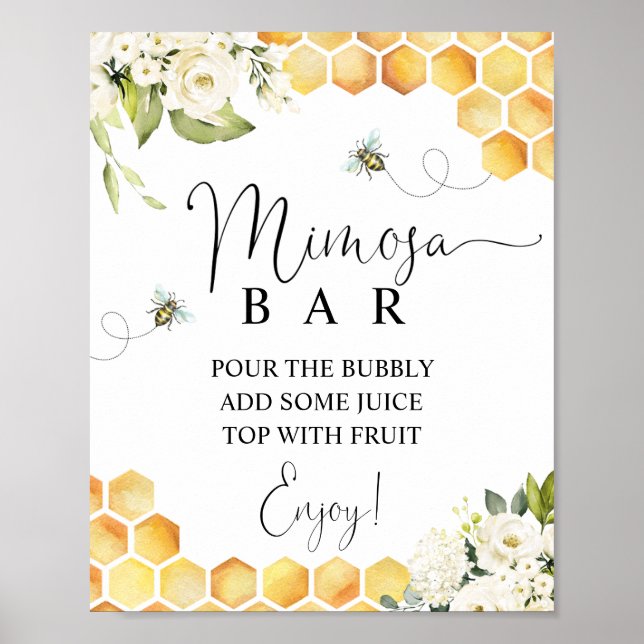 Bee Mimosa Pub Sign Poster (Framsidan)