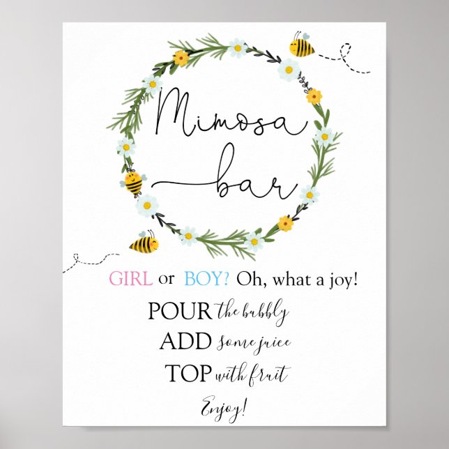 Bee Mimosa Pub Sign Poster (Framsidan)