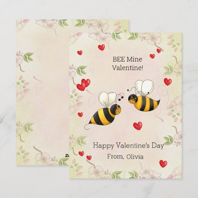 BEE Min Valentine!  Klassrums högtidskort Julkort (Fram/baksida)