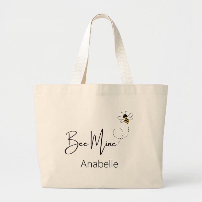 Bee Mine - Alla hjärtans dag Cute Bee Anpassningsb Jumbo Tygkasse (Framsidan)