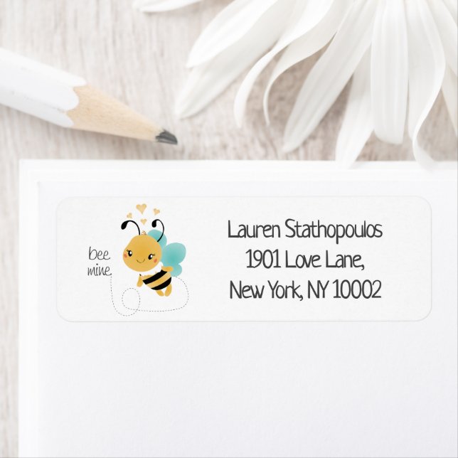 Bee Mine Bumblebee Gult Black Returadress Etikett (Insitu)