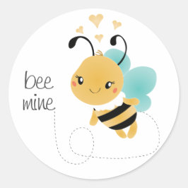 Bee Mine Bumblebee Gult Black Runt Klistermärke