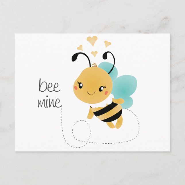 Bee Mine Bumblebee Gult Black Vykort (Framsida)