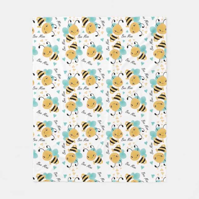 Bee Mine Bumblebee Mönster Fleecefilt (Framsidan)