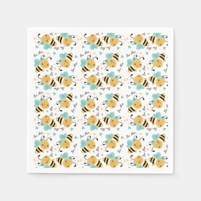 Bee Mine Bumblebee Mönster Pappersservett (Framsidan)