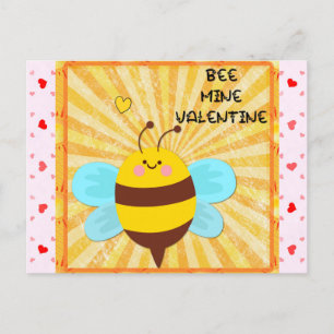 Bee Mine Cute Alla hjärtans dag Vykort