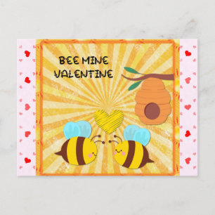 Bee Mine Cute Alla hjärtans dag Vykort