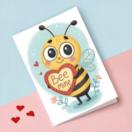 Bee Mine Cute Bee Valentines day Helgkort