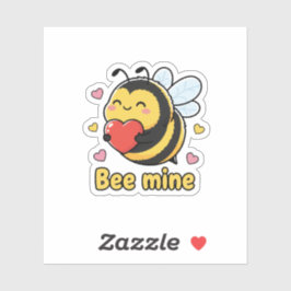 Bee Mine Cute Chubby Bumblebee Valentine Pun  Klistermärken