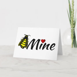 Bee Mine Cute Honeybee med Red Heart Valentine Helgkort