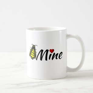 Bee Mine Cute Honeybee med Red Heart Valentine Kaffemugg