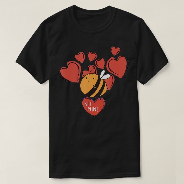 Bee Mine Cute Honeybee Valentine Day T Shirt (Design framsida)