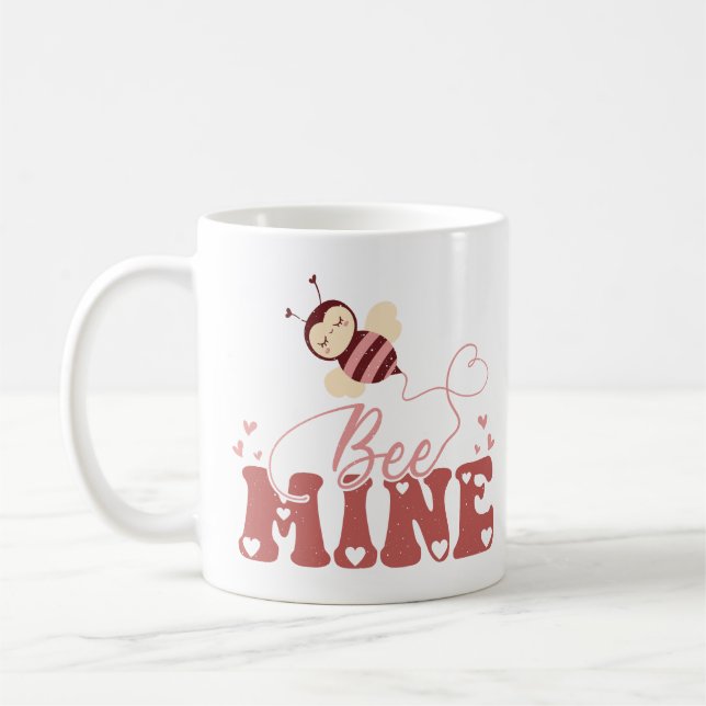 Bee Mine Cute Valentine Day Bee Kaffemugg (Vänster)