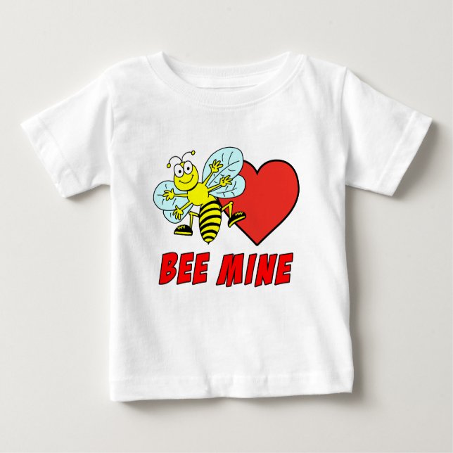 Bee Mine Cute Valentine Tecknad T-shirt (Framsida)