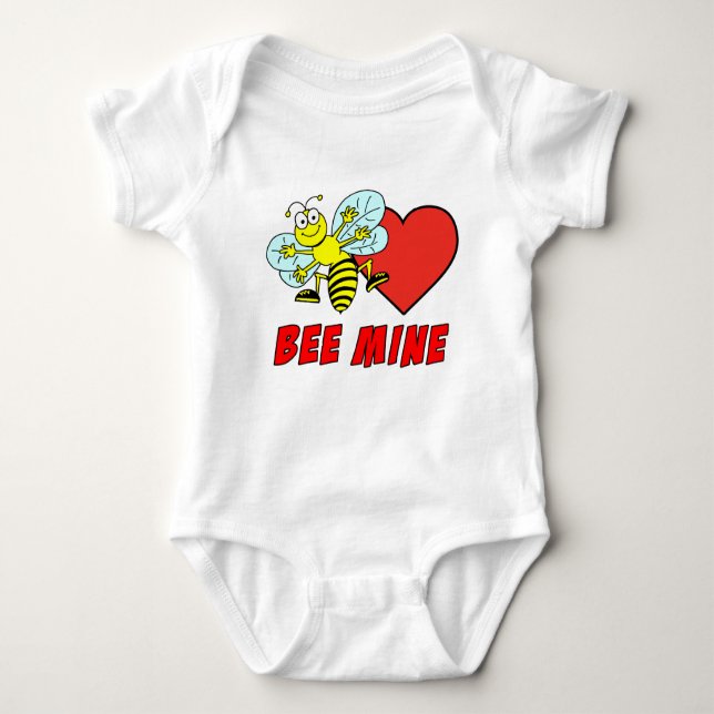 Bee Mine Cute Valentine Tecknad T Shirt (Framsida)