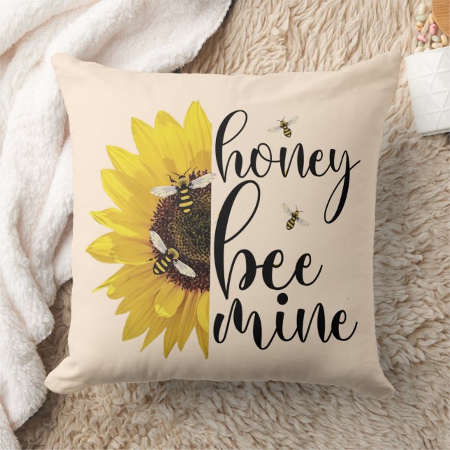 Bee Mine | Dekor av honungsbin, Pillow för honungs Kudde (Filt)