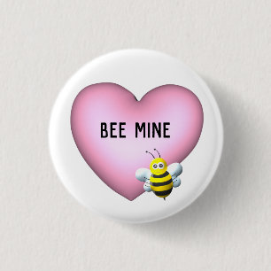 Bee Mine Fuzzy Bumblebee med Rosa Puffy Heart Knapp