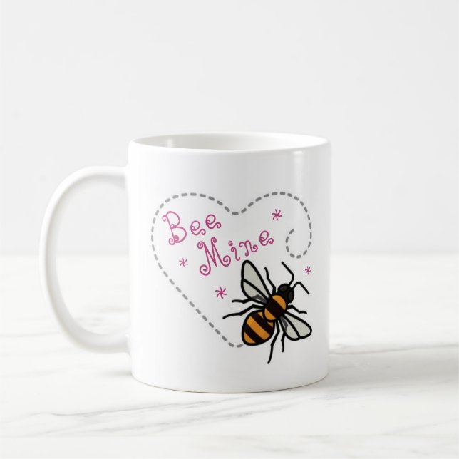 Bee Mine Heart Valentine Day Kaffemugg (Vänster)