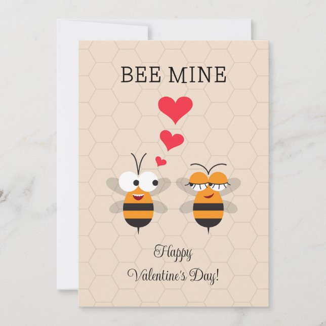 Bee Mine Honeybee Cute Valentine Day Julkort (Framsida)