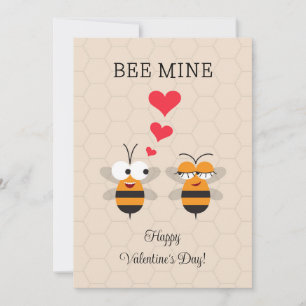 Bee Mine Honeybee Cute Valentine Day Julkort