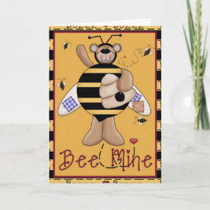 Bee Mine Honung Bear Valentine Day Card d1 Helgkort