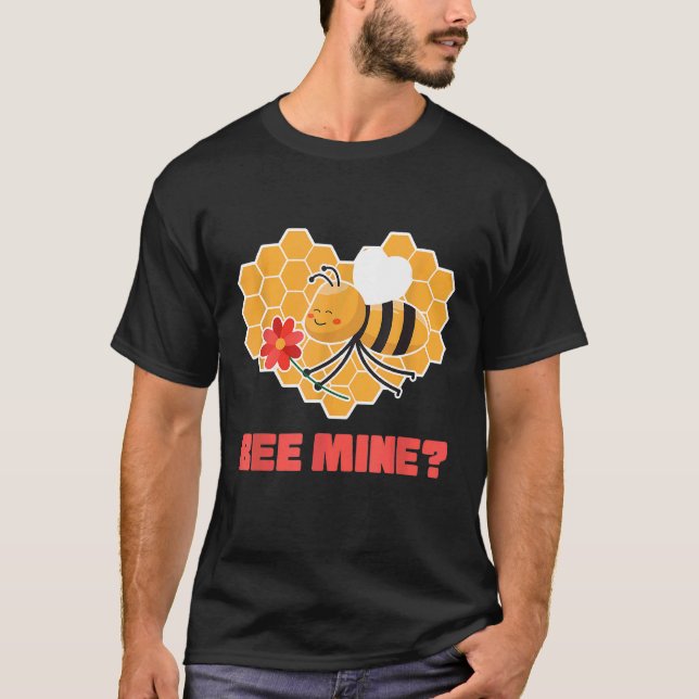 Bee Mine i Valentines day Par i Kärlek Romantic T Shirt (Framsida)