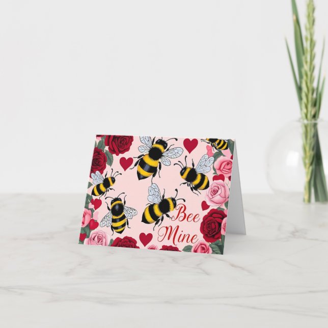 Bee Mine Kärlek Buzz Design Helgkort (Framsida)