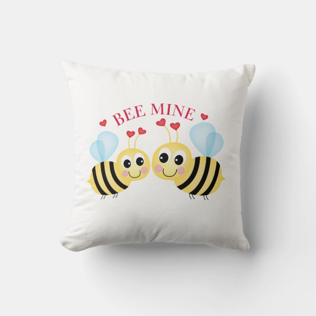 Bee Mine Kärlek Design Valentine Day Dekorativ kud Kudde (Framsida)