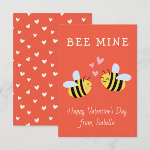 BEE MINE Klassrumsvalentin Röd notkortsidé Tack Kort