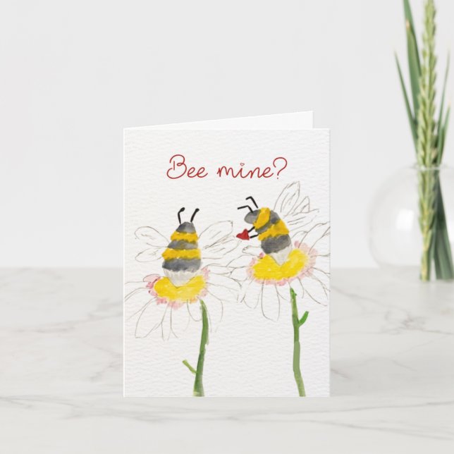 Bee Mine? on Flowers Valentine's Day Card Tack Kort (Framsida)