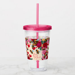 Bee Mine Romantic Blommigt Design Take Away Mugg