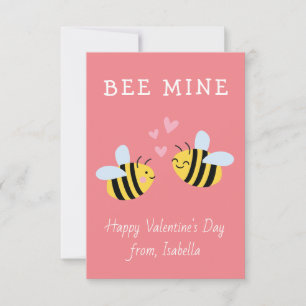 BEE MINE Rosa-anteckningskort för valentin-klassru Tack Kort