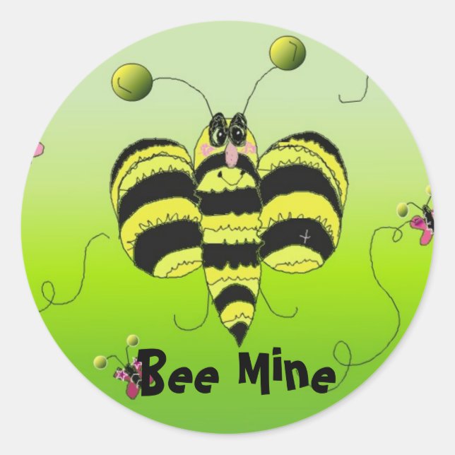 Bee Mine Runt Klistermärke (Framsida)