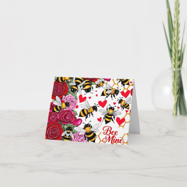 Bee Mine Sweet Honeycomb Blooms Helgkort (Framsida)