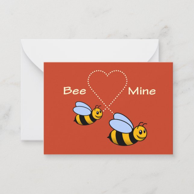 Bee Mine Valentine Card Anteckningskort (Framsida)