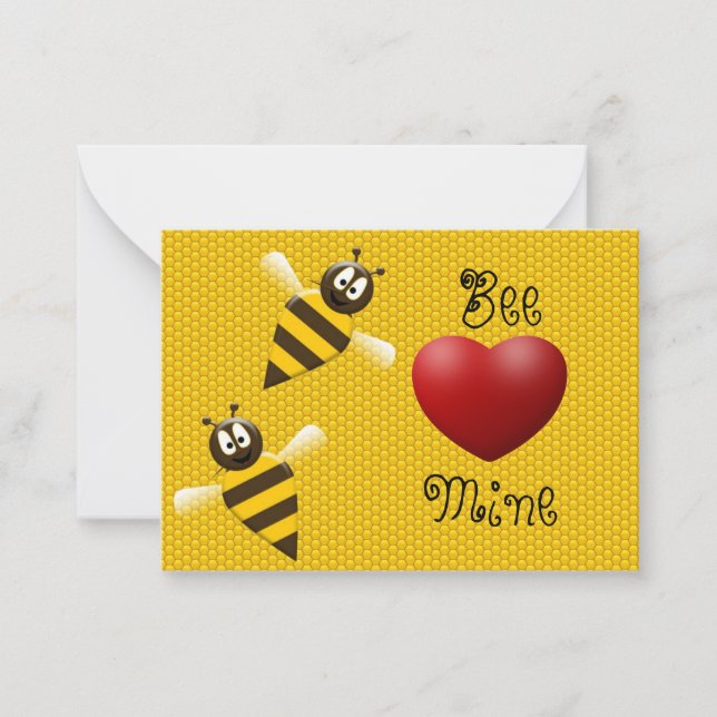 Bee Mine Valentine-dagskort Anteckningskort (Framsida)