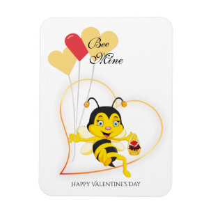 Bee Mine Valentine Day Bee Tecknad Magnet