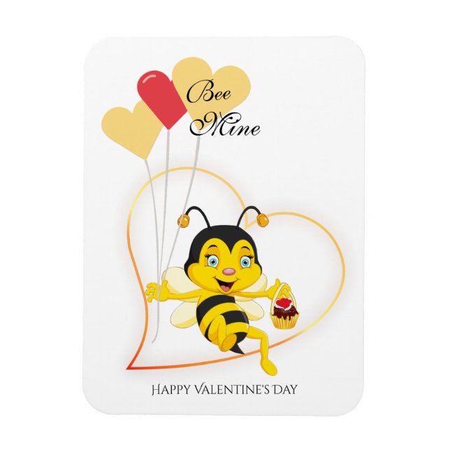 Bee Mine Valentine Day Bee Tecknad Magnet (Vertikal)