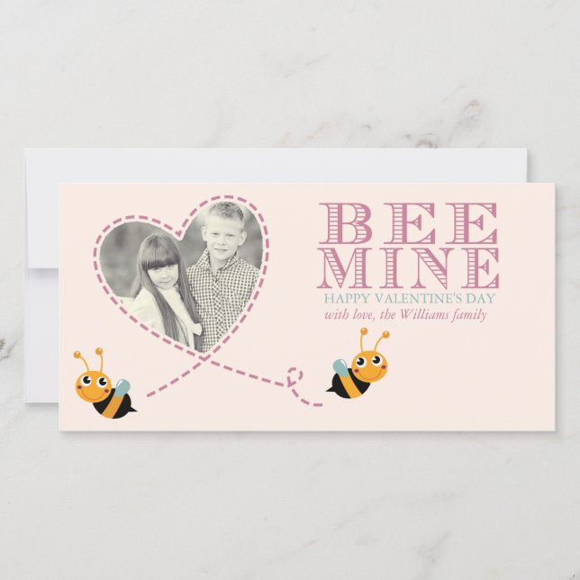 Bee Mine Valentine Day Foto Cards Julkort (Framsida)